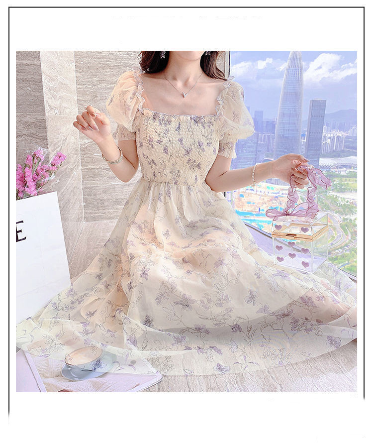 Ladies Fashion Personality Floral Chiffon Dress - Image 4